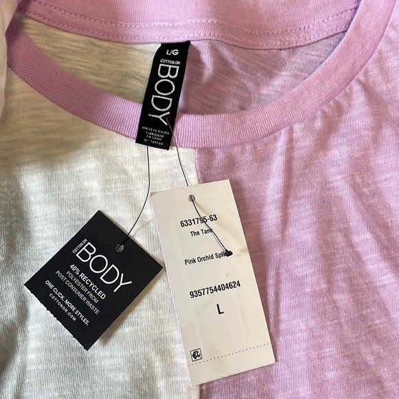 NEW Cotton On Body Tank Top Large Purple Orchid White Split Color Sleeveless - Picture 12 of 15